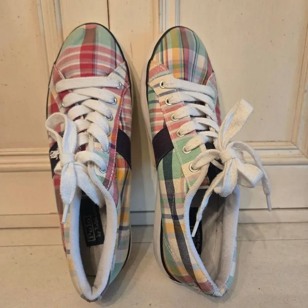 Ralph Lauren Polo Madras Plaid Sneaker Boys size 7